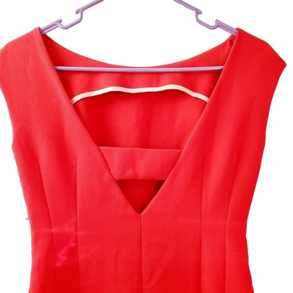 Anthro by Maeve Open Back Boat Neck Red Valentines Sheath Dress Size 0P NWT $178 - Picture 4 of 7